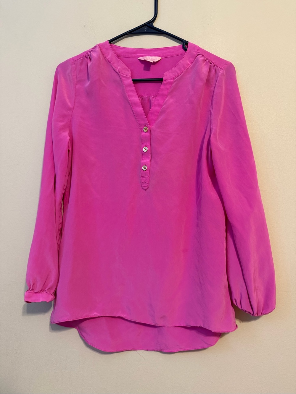 Lilly Pulitzer Elsa 100% Silk Top Blouse Pink S